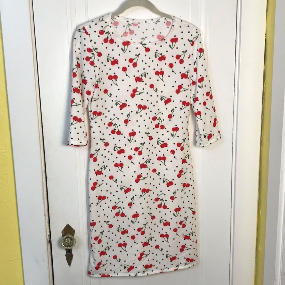 Cherry print tshirt dress